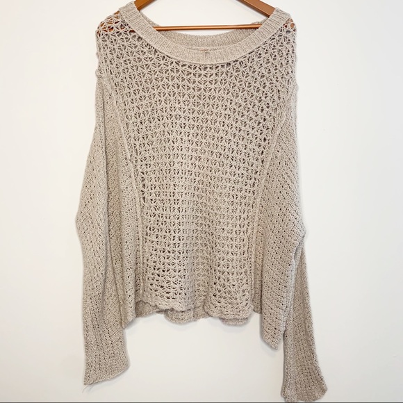 Free People Sweaters - Free People Loose Knit Oversized Taupe Sweater S